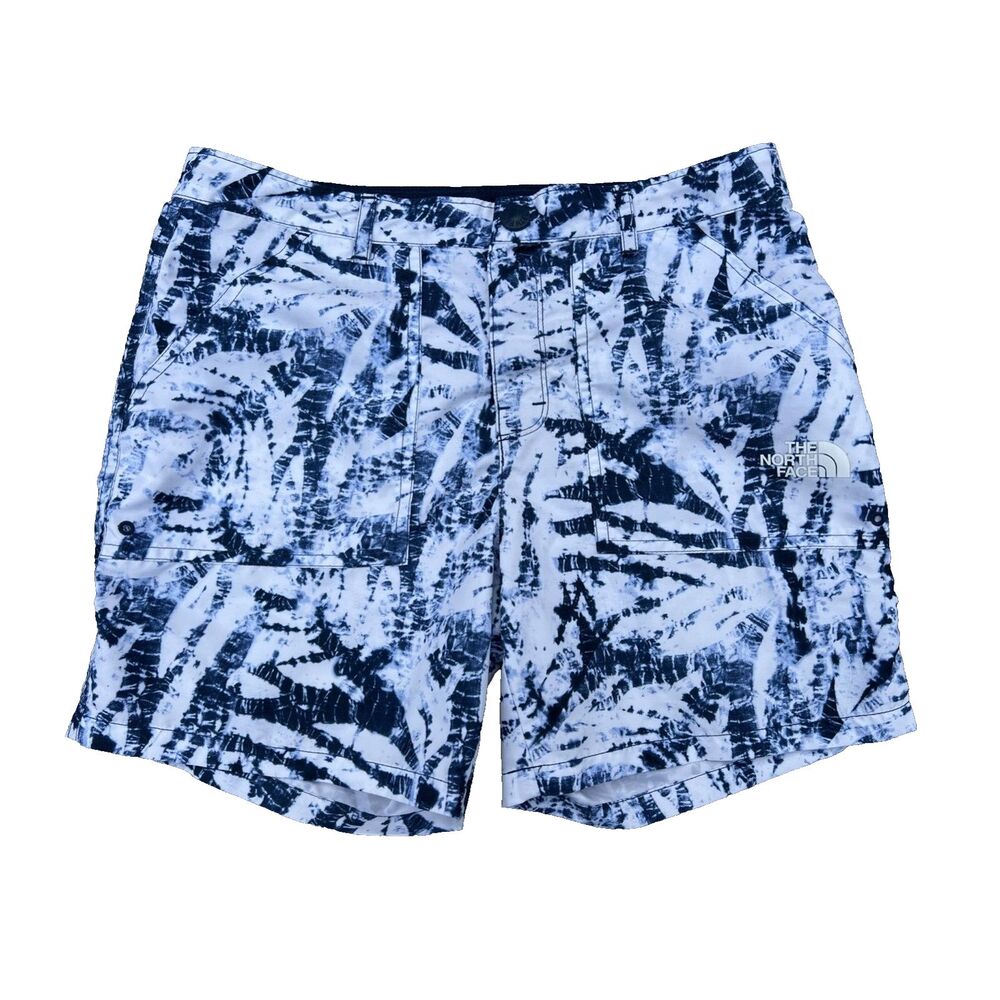 The North Face Swim Shorts Girls Blue White Leaves Tropical Large 14/16